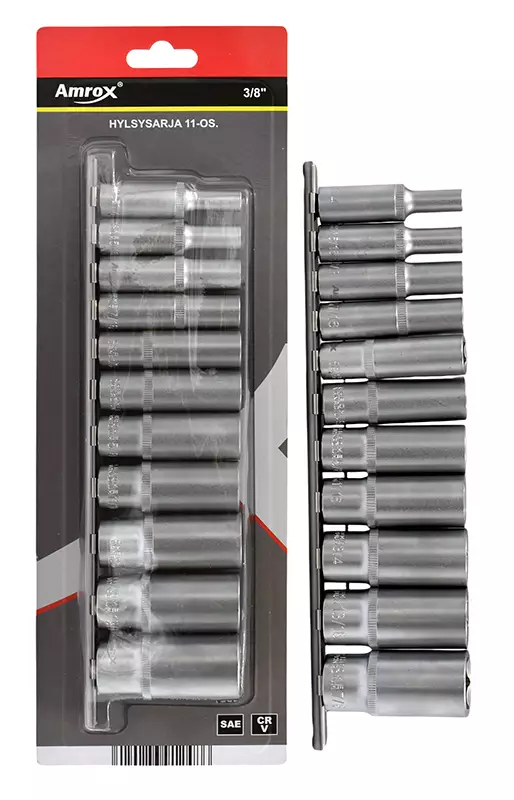 PITKÄ HYLSYSARJA 3/8" SAE 11-OS. - Hylsysarjat 3/8" vääntiöllä - 19028 - 1