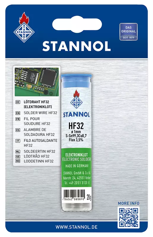 JUOTOSTINA TUUBISSA 1,0MM/20G LYIJYTÖN HF32 - Juotoskolvit, tinat ja liimapistoolit - 7008 - 1