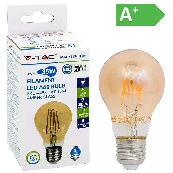 LED-POLTTIMO 4W E27 2200K 350LM A60 AMBE - LED lamput E27 - 5378 - 1