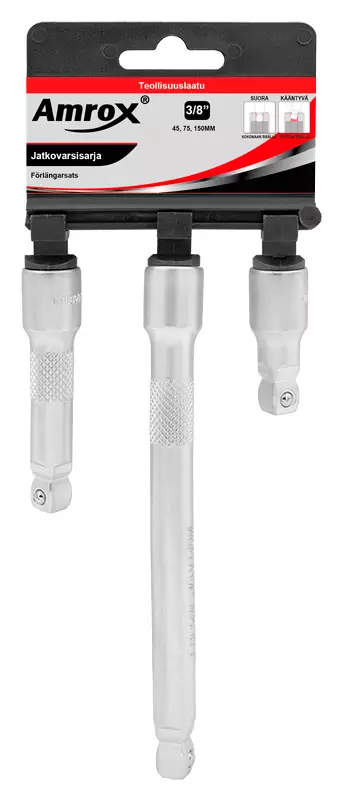 JATKOVARSISARJA 3/8" 3-OS. WOBBLE - Jatkovarret, vääntimet ja adapterit - 15048 - 1