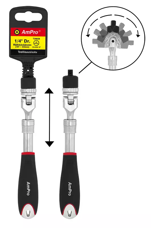 RÄIKKÄVÄÄNNIN 1/4" 197-244MM - Räikkävääntimet - 7718 - 1
