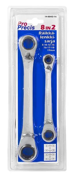 RÄIKKÄLENKKISARJA 2-OS. 8IN2 8-19MM SIS.SUOJAPUSSIN - Outlet - 7469 - 1