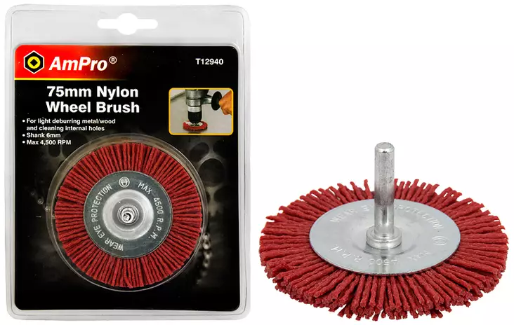 NYLONPYÖRÖPUHDISTAJA 6MM/75MM - Teräsharjalaikat ja - harjat - 1529 - 1