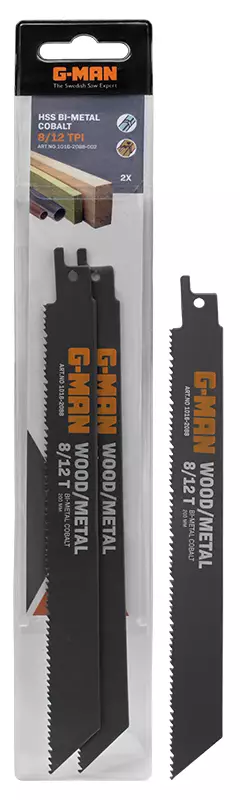 PURKUTERÄ BI-METALLI 200x19x1,3mm 8-12TPI 2 Kpl GM - Kuvio- ja puukkosahanterät - 16259 - 1